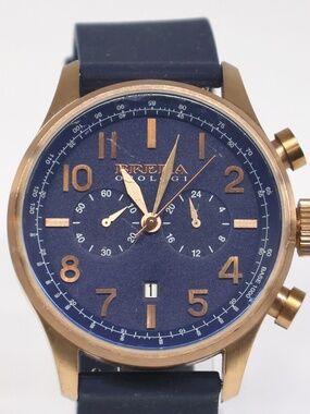 Brera Orologi Chronograph — 44mm Rose Gold-Tone, Navy Blue Dial